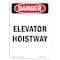 Signmission Safety Sign, OSHA Danger, 14" Height, Elevator Hoistway, Portrait OS-DS-D-1014-V-2240 - alternate 1